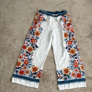 Anthropologie Pajama Bottoms - White with Floral Design